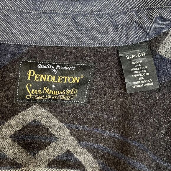 Pendleton x Levi Strauss Black Wool Button Up Shirt Men's Small San Francisco - Picture 11 of 12